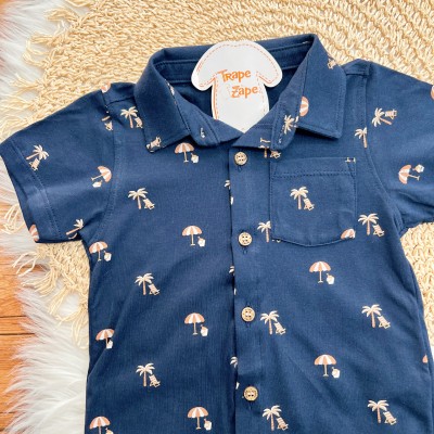 Conj. Camisa Praiana e Bermuda em Sarja - Marinho